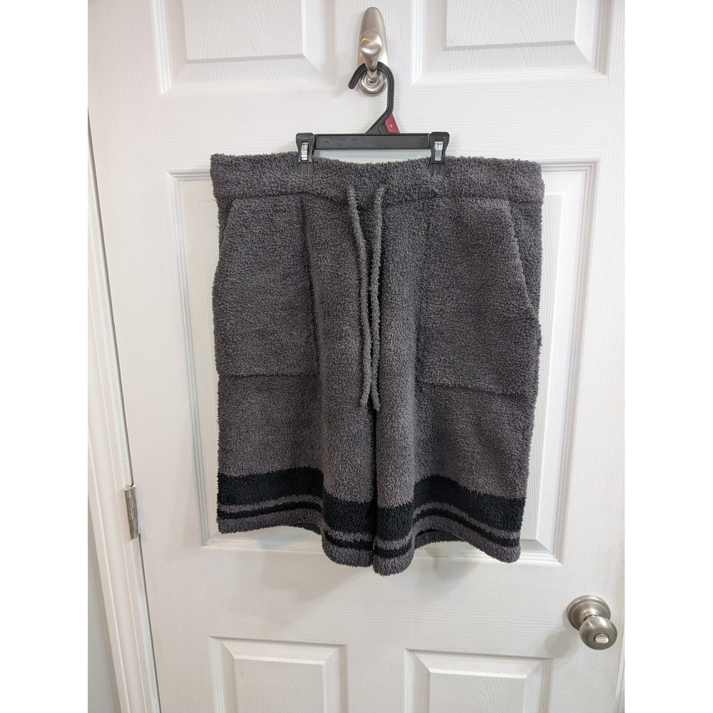Barefoot Dreams CozyChic Baja Shorts Mens Large Grey Striped‎ - Size L
